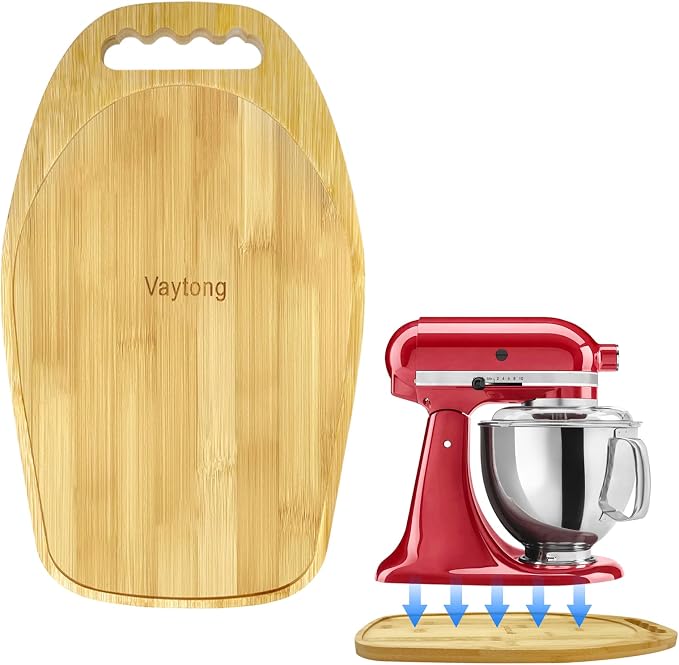 Bamboo Mixer Slider for 4.5-5 Qt Tilt Head Standing Mixer, Kitchen Accessories and Attachments for Countertop Storage Mover Sliding Tray with Ergonomic Handle