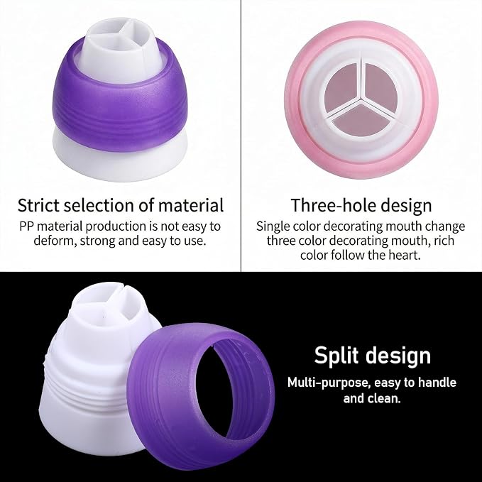 2 Pack Plastic Standard Couplers Cake Decorating Pipe Tip, Piping Bag Couplers Adapter Swirl Twist for Icing Frosting Tips Russian Flower Mouth Nozzles, Baking Supplies, Cupcake Decorating Kit