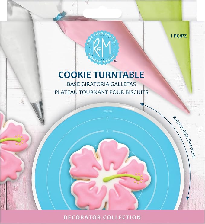 R&M Cookie Decorating Turntable for Cookies, Cupcakes, and Small Desserts, 6-Inch Diameter, Non-slip with 360 Degrees of Rotation