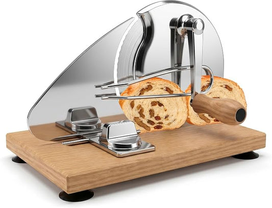 Saluna Manual Bread Slicer for Sourdough and Homemade Bread, Adjustable Bread Slicer with Hand Crank, Stainless Steel Blade and Suction Base