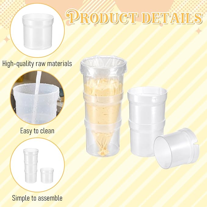 Cake Piping Bag Holder Piping Bag Filling Stand Adjustable Height | Plastic Piping Bag Stand for Filling Cake Decoration Tools Translucent, Clear Cream Icing Bags Rack for Home Bakers Chefs