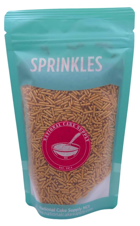 NCS Pearlized Gold Jimmies Edible Sprinkles – Cupcake, Cake & Cookie Decorations, 7 oz
