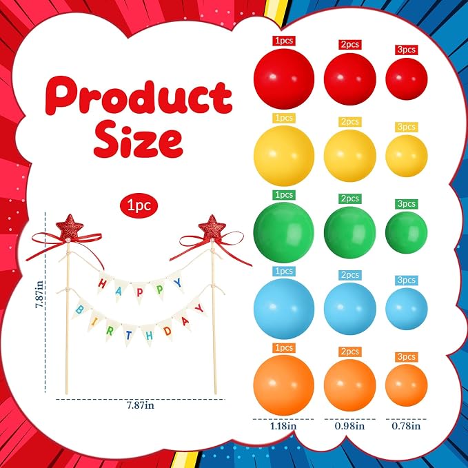31 Pcs Happy Birthday Cake Topper Cake Bunting Topper Banner with Wood Pole Rainbow Garland with Bow Ribbon Balloon, Mini Cupcake Decor for Birthday Baby Shower (Rainbow Color)