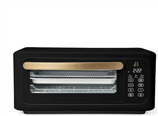 Infrared Air Fry Toaster Oven 9 Slice, 1800W Countertop Oven with Convection & Air Fry Functions, Digital Touch Display, Multi Cooking Modes for Baking, Broiling & Reheating (Black Sesame)