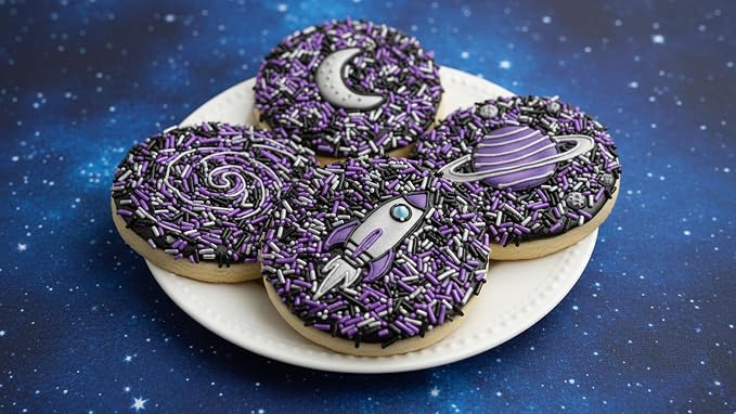 NCS Black, Pearlized Purple & Silver Jimmies Edible Sprinkles – Cupcake, Cake & Cookie Decorations, 7 oz