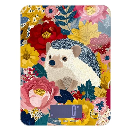 Food Scale Kitchen Scale Food Weight Scales Digital Weight Grams and Ounces Small Electronic Food Scale for Baking Cooking Garden Flowers Hedgehogs Colorful