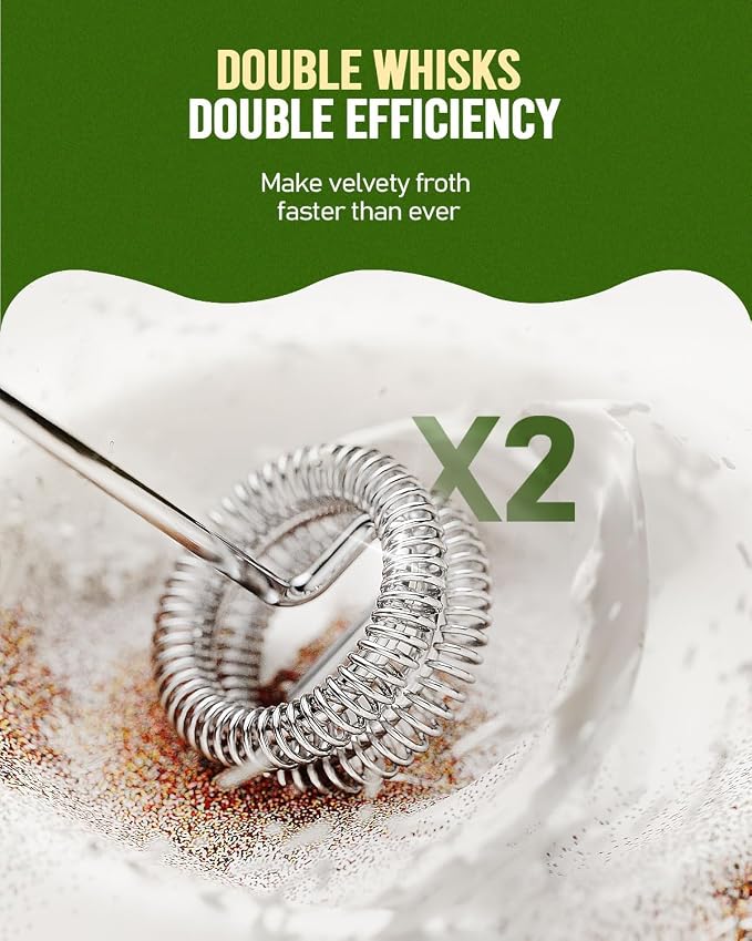 Milk Frother Handheld Rechargeable Electric Frother Wand Coffee Foam Maker with 2 Stainless Stee Whisks & 3 Speeds,Drink Mixer Handheld for for Latte, Cappuccino, Hot Chocolate, Matcha, Egg (White)