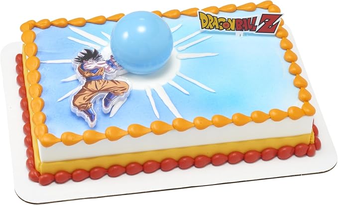 Dragon Ball Z Cake Topper | Light Up Goku & Spirit Blast Decoration With Pic | Ready To Use Birthday Cake Topper, Batteries Included - 2 Piece Set