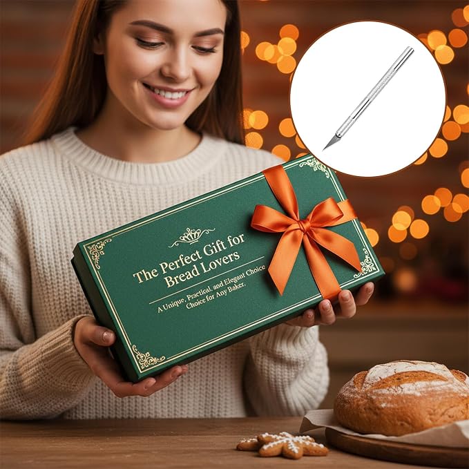 Premium Bread Lame Kit, Professional Sourdough Scoring Tool with 21 Replaceable Blades, 2 Finger Sleeves, Safety Cover Stainless Steel Dough Scoring Knife for Home Baking, Handmade Bread Making