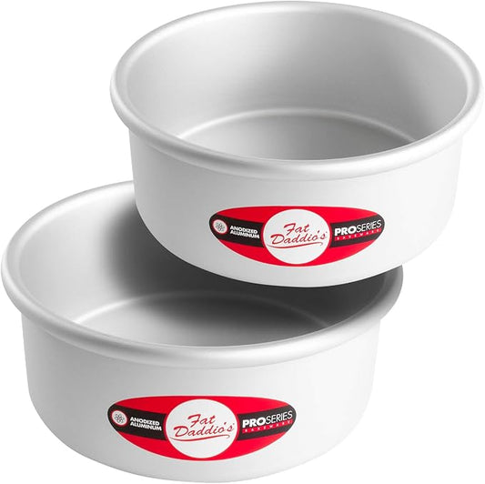 Fat Daddio's Anodized Aluminum Round Cake Pans, 2 Piece Set, 7 x 3 Inch