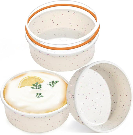 4 Inch Silicone Round Cake Pans with Metal Reinforced Frame, Nonstick Mini Smash Cake Molds for Baking, BPA Free – Set of 3 for Baby's First Birthday, Small Cakes, Desserts (Cream)