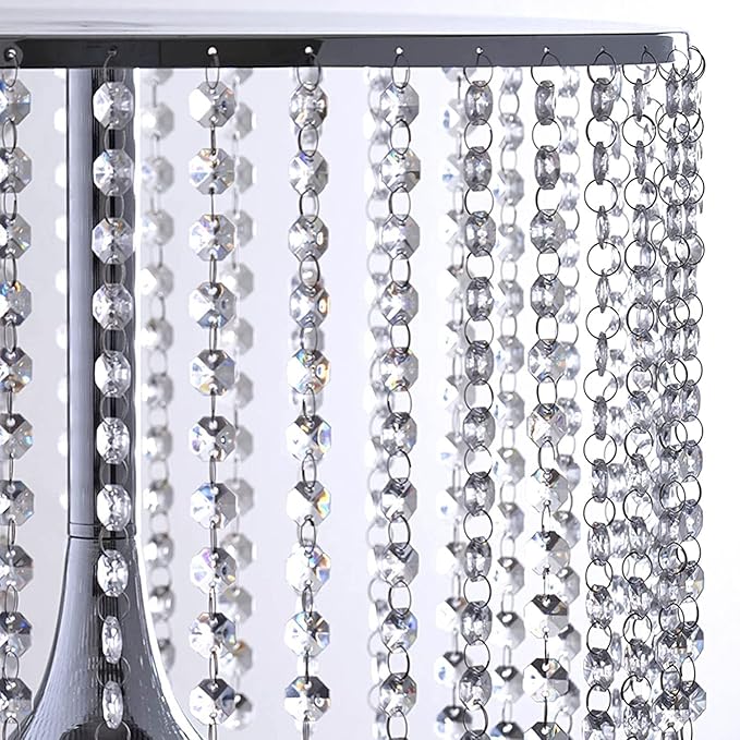 Cake Stand for Dessert Table 10 Inch Silver Crystal Pendants Metal Cake Stand Serves as A Round Dessert Cupcake Display Plate for Table, Wedding, Party, Event
