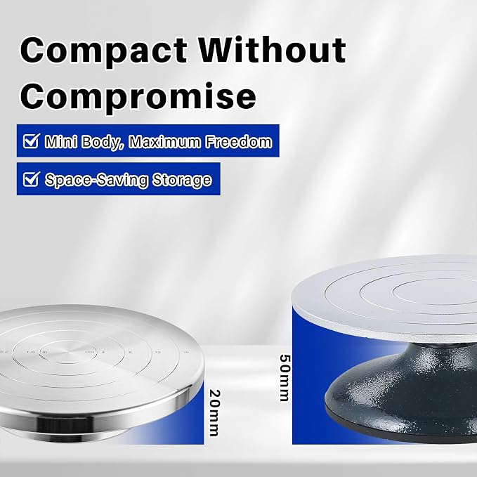Banding Wheel, Double-Sided Pottery Turnable Wheel Aluminium Alloy Heavy Duty Metal Wheel with Ball Bearings for Ceramics Model Making Clay Modeling Cake Decor Paint Spraying (7 Inch with Scale)