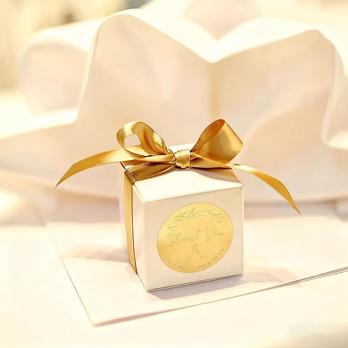 120 PCS Gold Embossed Thank You for Celebrating with Us Stickers – 2 Inch Metallic Foil Favor Labels for Weddings, Birthdays, Graduation Parties, Gift Bags & Event Decorations