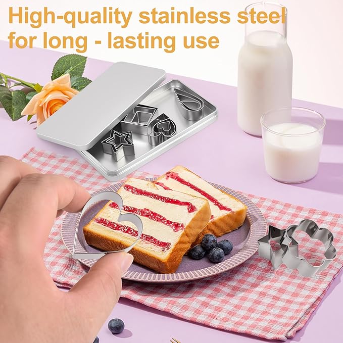 30PCS Mini Cookie Cutters Shapes Set with Box for Kids, Small Stainless Steel Star Triangle Cookie Cutter Variety Pack, for Tiny Polymer Clay, Fruit
