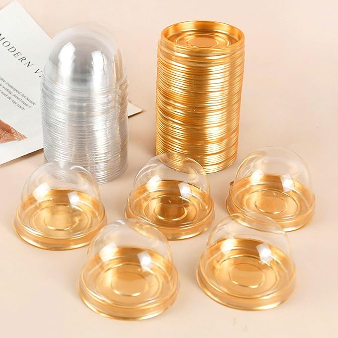 WOPPLXY 200 Pcs Mini Cake Containers, Clear Plastic Small Cupcake Boxes with Dome Lids, Mini Cupcake Container, Mini Flan Container for Individual Cookies Cheesecake Mooncake Desserts