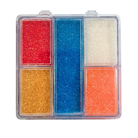 HeDeon&Rles Edible Patriotic Sanding Sugar Crystals Red White Blue Gold Orange Sparkling Sugar Crystals for Baking Icing Cookie Pancake Cake Toppers Independence Day Halloween Christmas Supplies