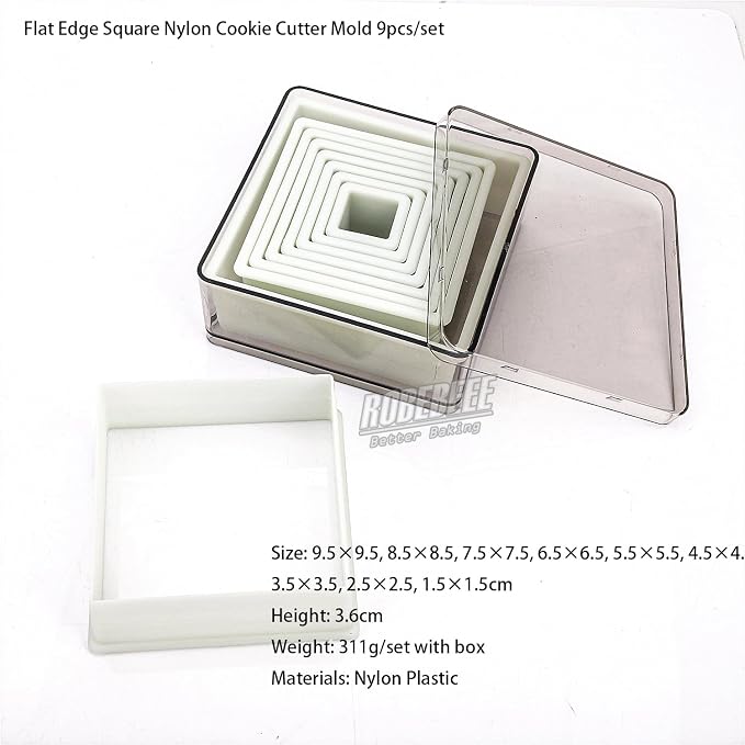 Multi-Shape Nylon Cookie Molds Round Square Star Plastic Geometry Biscuit Cutter Dough Mousse Bread Slicer DIY Bakery Utensils (Flat Square)