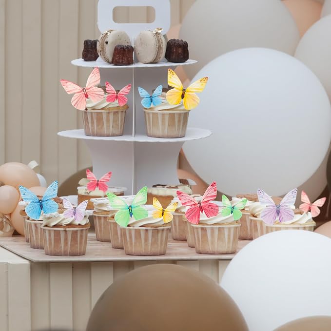 Gyufise 72Pcs Edible Cupcake Toppers - Butterfly Theme Cake Decoration for Baby Shower, Kids Birthday Party