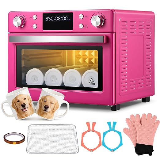 30L/32Qt Sublimation Oven - for 40oz Tumblers | 1700W 450℉ 360° Turbo Convection, Digital Control, Bulk Printing for 11oz Ceramic Mugs with Accessories