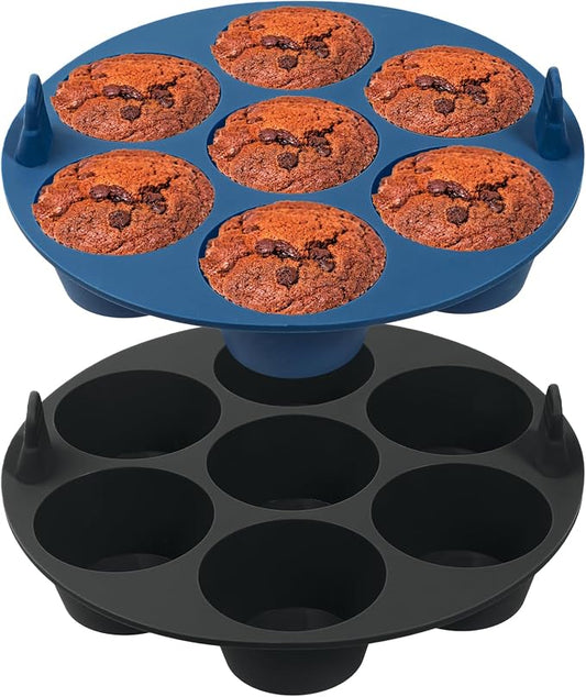 Webake 2PCS Silicone Air Fryer Muffin Pan for Baking Nonstick Egg Btes Silicone Mold BPA Free Muffin Tins Baking Cups