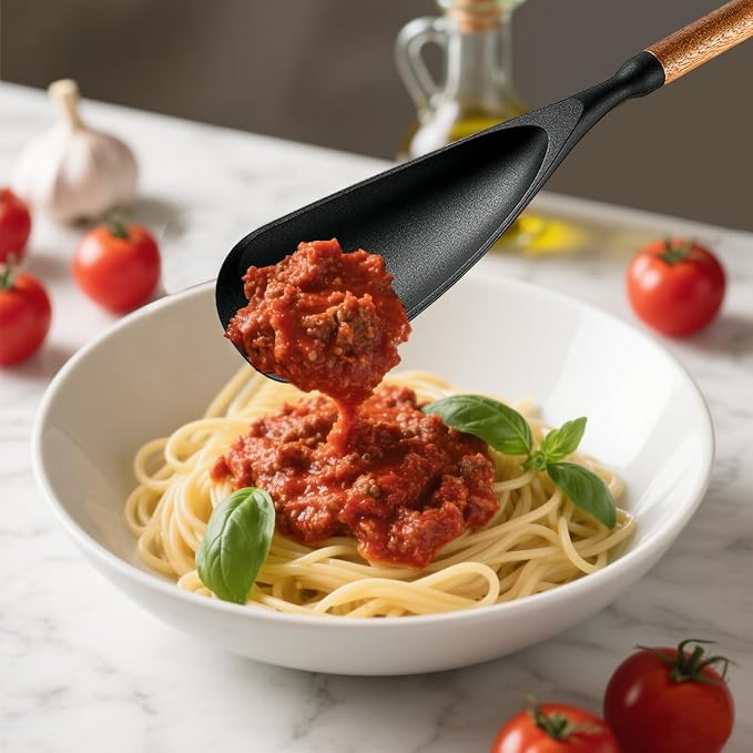 Silicone Spatula Spoon for Cooking and Baking, Heat Resistant Flexible Non-Stick Kitchen Utensil with Ergonomic Handle, Multi-Purpose Tool for Flipping, Scraping, Mixing, and Food Prep