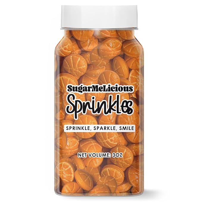 SugarMeLicious Sprinkles For Cupcakes, Edible Cake Decorations, For Vibrant and Versatile Sprinkles for Baking and Decorating Cookies & Ice Cream, 3oz Bottle (Basketball)