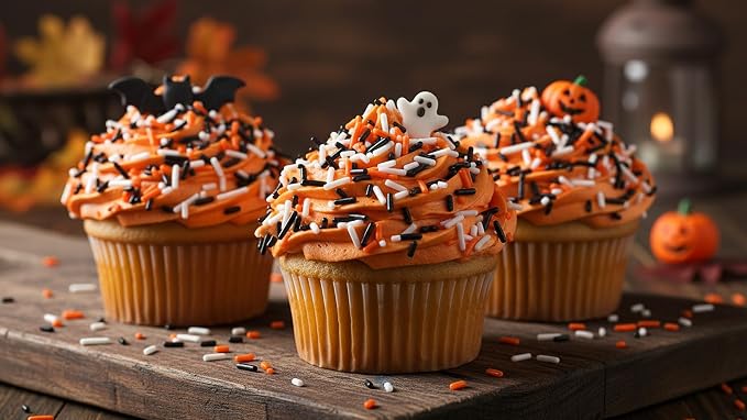 NCS Cincinnati Game Day Orange, Black & White Jimmies Edible Sprinkles – Cupcake, Cake & Cookie Decorations, 7 oz