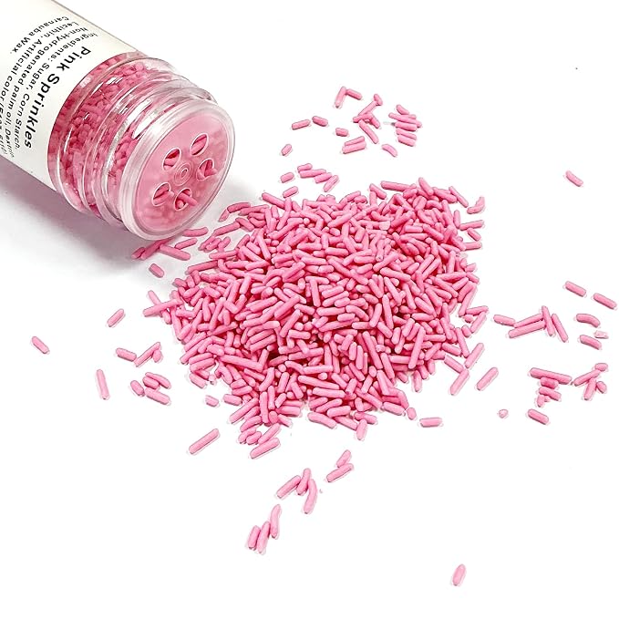Homipooty Pink Soft Jimmies Sprinkles Edible Candy Jimmies Sprinkles for Cake Decorating 78g/2.75oz Cookie Cupcake Topper Ice Cream