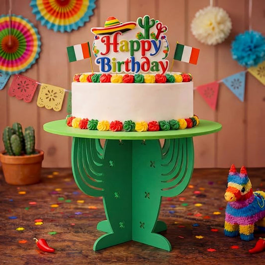 Lallisa 12" Cactus Cake Stand Mexican Cupcake Stand Holder Fiesta Party Western Cowboy Theme Cake Holder Decorations Cinco De Mayo Prop Hawaiian Party Favor Supplies