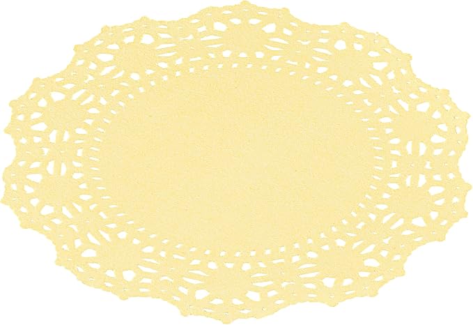 Pastry Tek 4 x 4 Inch Paper Lace Doilies, 4000 Disposable Table Doilies - Elegant Lace Finish, Long Lasting, Yellow Paper Doily, for Pastries, Cupcakes, Desserts - Restaurantware