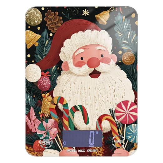 Food Scale Kitchen Scale for Baking Cooking Digital Food Weighing Measuring Scale Small Waterproof Electric Food Scale Santa Claus Lollipop Baubles