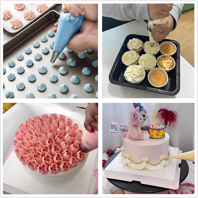 ANSLYQA Russian Piping Tips Set, 166 Pcs Baking Tools | 30 Numbered Russian Tips, 24 Numbered Icing Tips, 1 Ball Tip, 2 Leaf Tips, 100 Pastry Bags & More for Cake Cupcake Decorating
