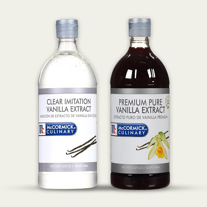 McCormick Culinary Clear Imitation Vanilla Extract, 32 fl oz - One 32 Fluid Ounce Bottle of Clear Vanilla Flavoring for Baking, Perfect in Baked Goods, Frostings, Custards and Desserts