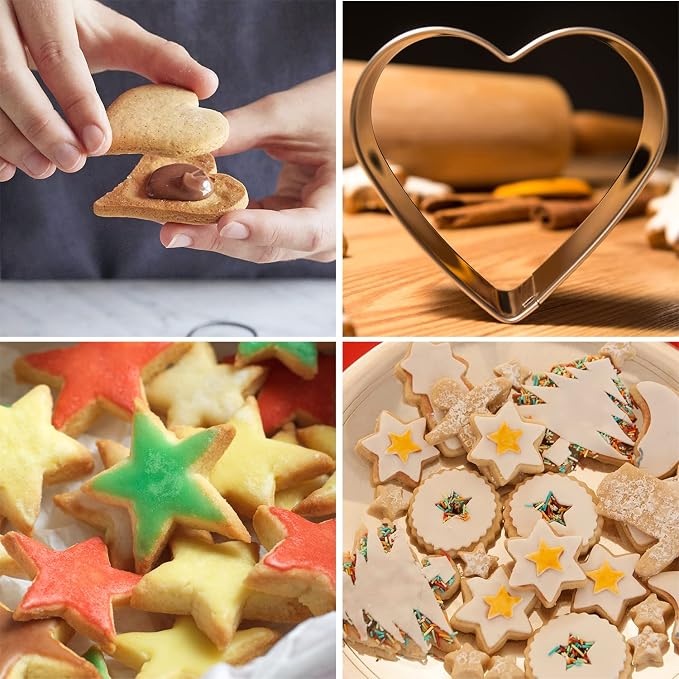 30Pcs Small Cookie Cutter Set with Box, Stainless Steel Fruit Veggie Polymer Clay Cutters Tools for Kids, Geometric Biscuit Mini Cookie Cutters Mold for Cake, Biscuit, Fruit Decorations and So on