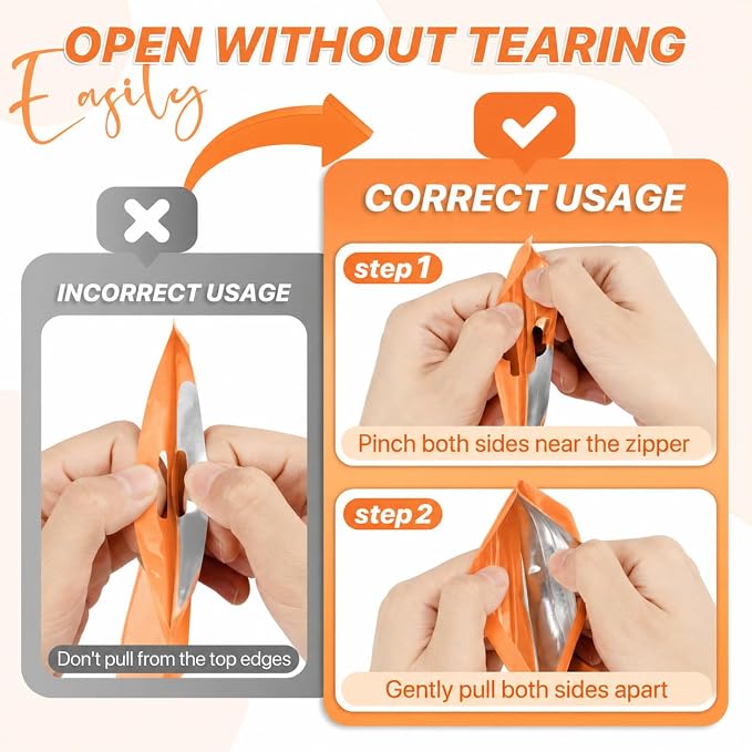 ANZNKU 100 Pack Orange Resealable Mylar Bags with Frosted Clear Window 4.72x7.1", Smell Proof Sealable Packaging Bags for Small Business, Foil Pouch Zip Goodie Bag for Candy Treat Jewelry