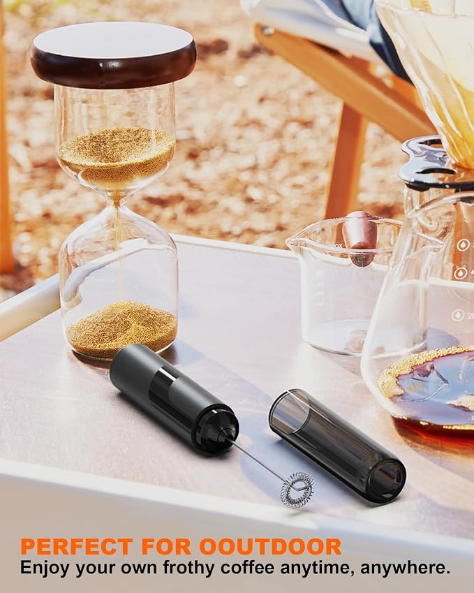 Electric Milk Frother Handheld with Cover (2AA Not Included) | Storage Cover - Easy To Carry Drink Mixer Handheld, Portable Frother for Coffee, Latte, Matcha, Cappuccino & Hot Chocolate