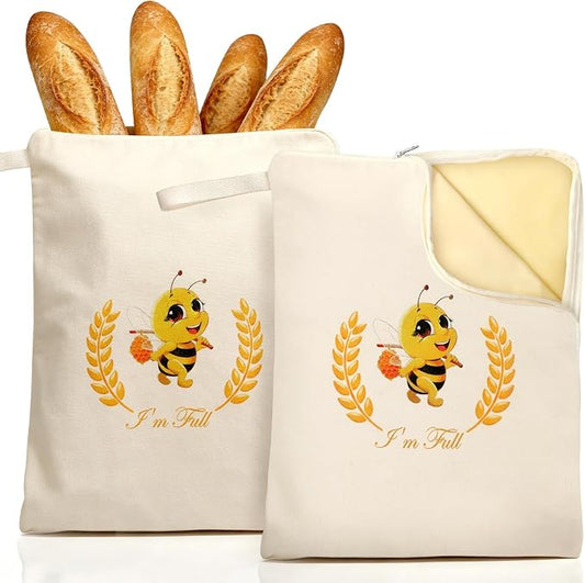 Beeswax Bread Bags, XL Reusable Linen Cotton Sourdough Bread Bag with Sealing Zip for Homemade Bread to Keep Fresh, 2 Pack