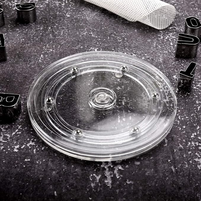 SANGLE SOPFFY Lazy Susan Turntable Acrylic Cookie Turntable with Non-Slip Mat | Cake & Cupcake Decorating Rotary Stand Tray for Spice Rack Table Cake Kitchen Pantry Decorating (7.8 inch)