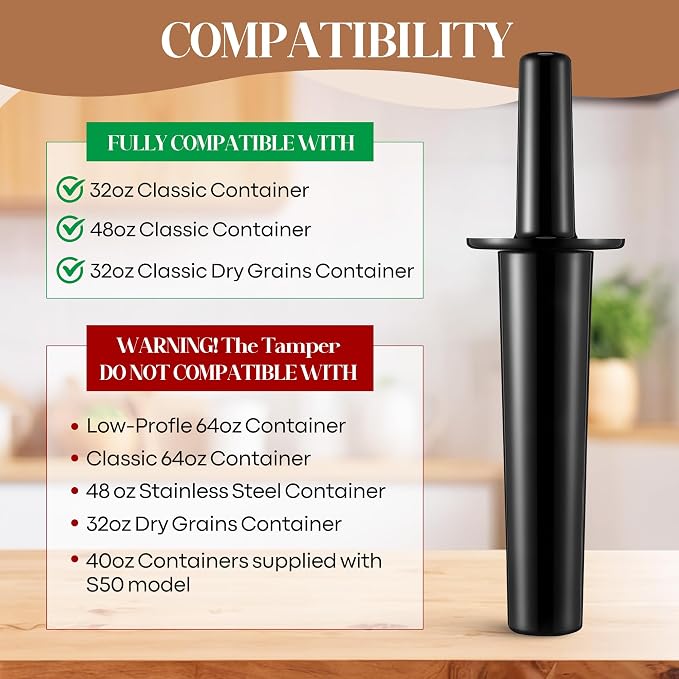 Mini Replacement Blender Tool Compatible with 32oz 48oz Containers, Durable Small Plunger Tamper & Silicone Blender Spatula Replacement for E310