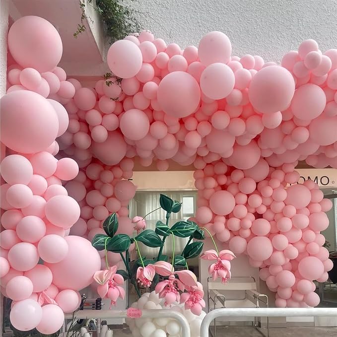 160Pcs Pastel Pink 12 Inch Pink Latex Party Balloons for Wedding Bridal Shower Gender Reveal Birthday Party Decoration