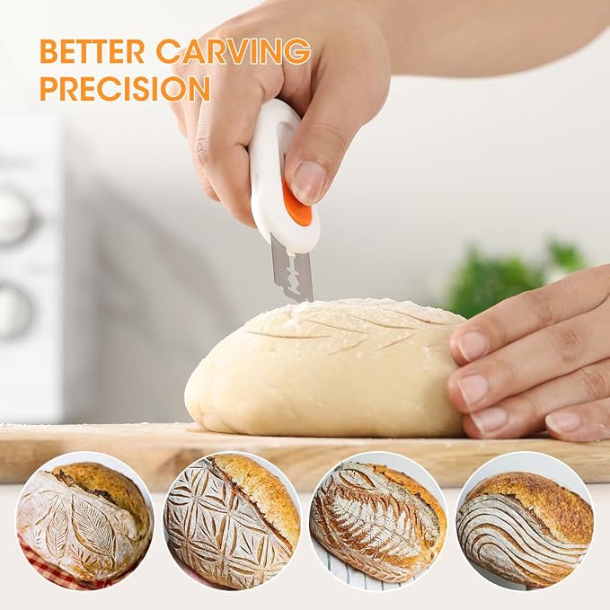 AIEVE Bread Lame Dough Scoring Tool, Extractable & Magnetic Sourdough Scoring Tool with 5 Replacement Razor Blades, Bread Scoring Knife for Homemade Bread Sourdough