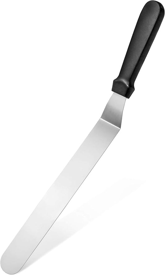 New Star Foodservice Angled Icing Spatula, 12 Inch Blade, 17 Inch Overall, Bakery-Grade Stainless Steel Offset Cake Decorating Spatula