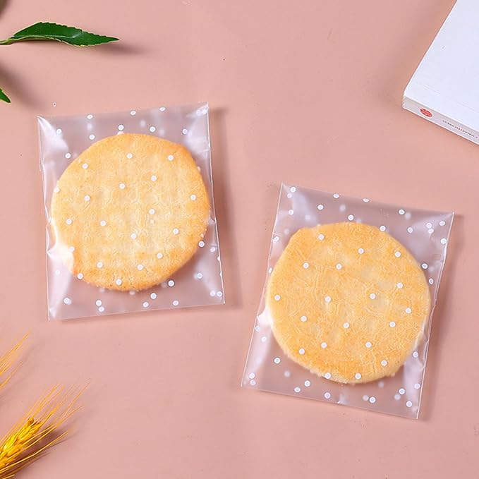 Morepack Self Sealing Cellophane Bags,200 Pcs Clear Cookie Bags Resealable Cellophane Bag for Packaging Bakery,Favors, (4"x4", No Stickers, Bows)