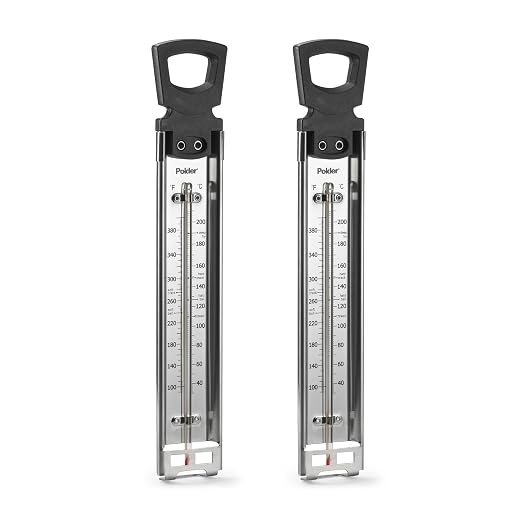 Polder Candy/Jelly/Deep Fry Thermometer, Stainless Steel, with Adjustable Sliding Pot Clip Attachment and Quick Reference Temperature Guide