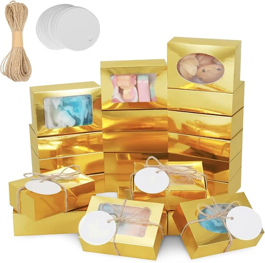 COTOPHER Soap Box, 30Pcs Small Soap Packaging Boxes 3.5x2.35x1.2 Inch Mini Kraft Boxes with Window Soap Boxes for Homemade Soap Candy Chocolate Bakery Cookies Soap Packaging
