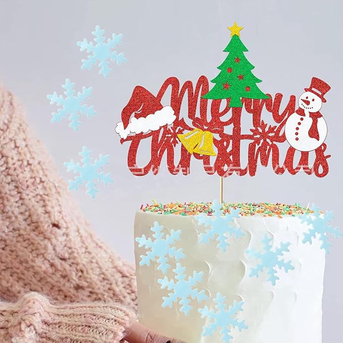 50PCS Edible Snowflakes for Cake Decorating Blue Edible Christmas Cake Decorations Wafer Paper Snowflake Sprinkles Cupcake Toppers for Christmas Winter Holiday Frozen Theme Party Supplies