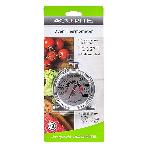 AcuRite 00620A2 Stainless Steel Oven Thermometer (150°F to 600°F),(Pack of 6)