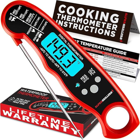 Alpha Grillers Meat Thermometer Digital – Instant Read Food Thermometer for Cooking & Grilling – Professional Kitchen Birthday Gifts for Men, Him, Dad, Husband, Boyfriend