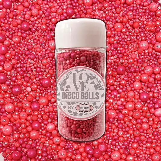 Confect Love Pink Pearl Disco Ball Sprinkles - Edible Cake & Cupcake Decorating Sprinkles, Decorative Sugar Pearls for Desserts and Cookies | Vegan, Gluten-Free, Soy-Free, Dairy-Free, Palm Oil-Free – 4.2 Oz